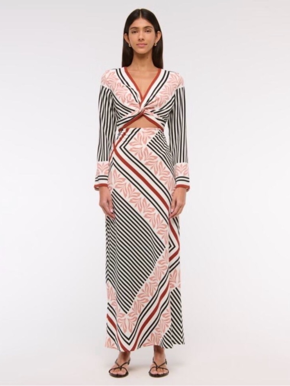 Abercrombie & Fitch Long-Sleeve Twist Front Maxi Dress (L)